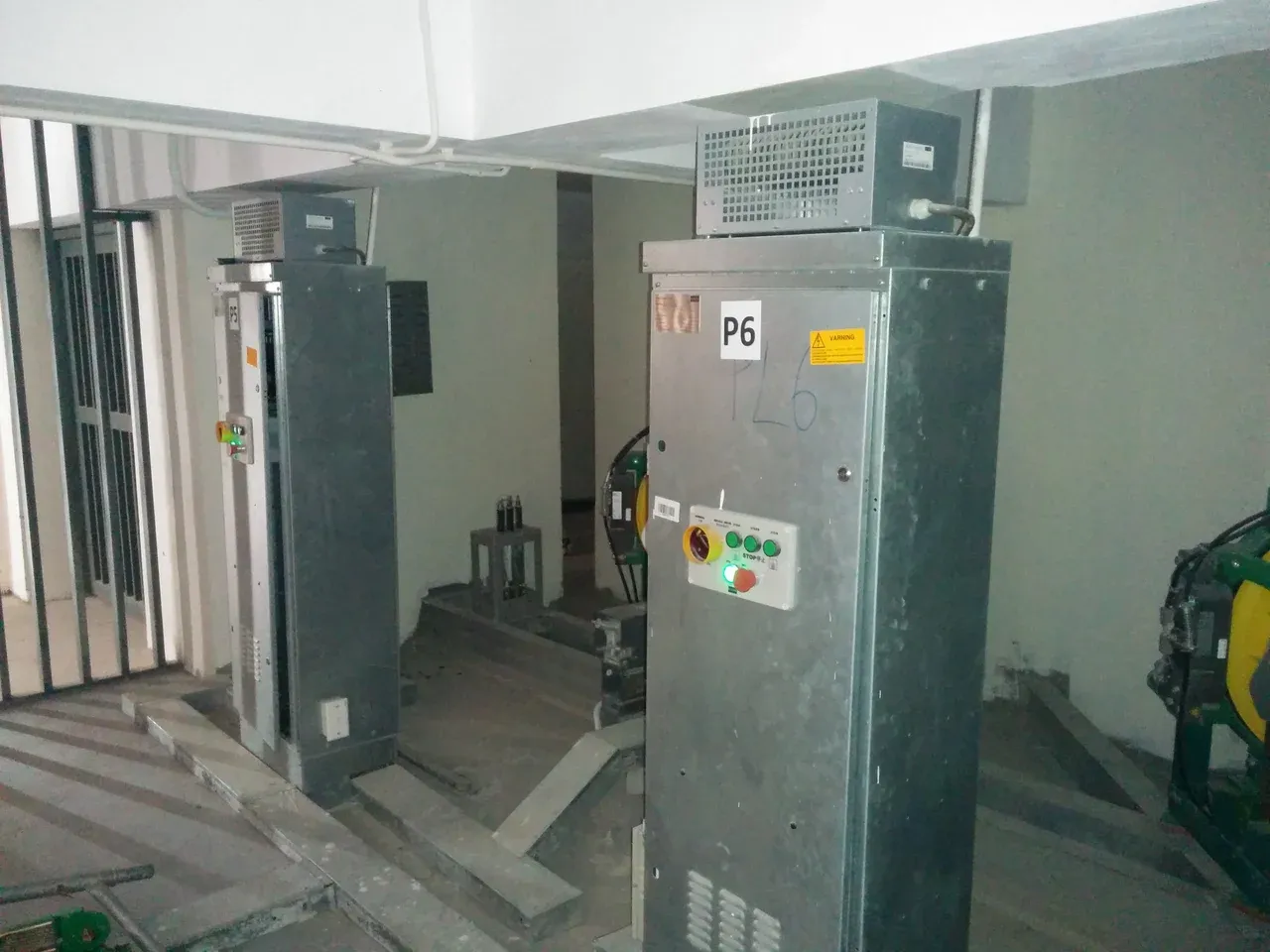 Lift equipment cabinets and controls in a residential building in Hanoi, Vietnam