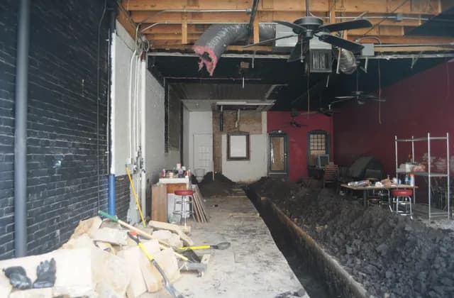 Interior of a building on Elm Street in Dallas during major renovation, February 2013