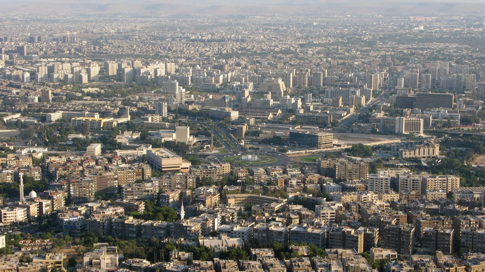 Wide view across Damascus at sunset, archive August 2008