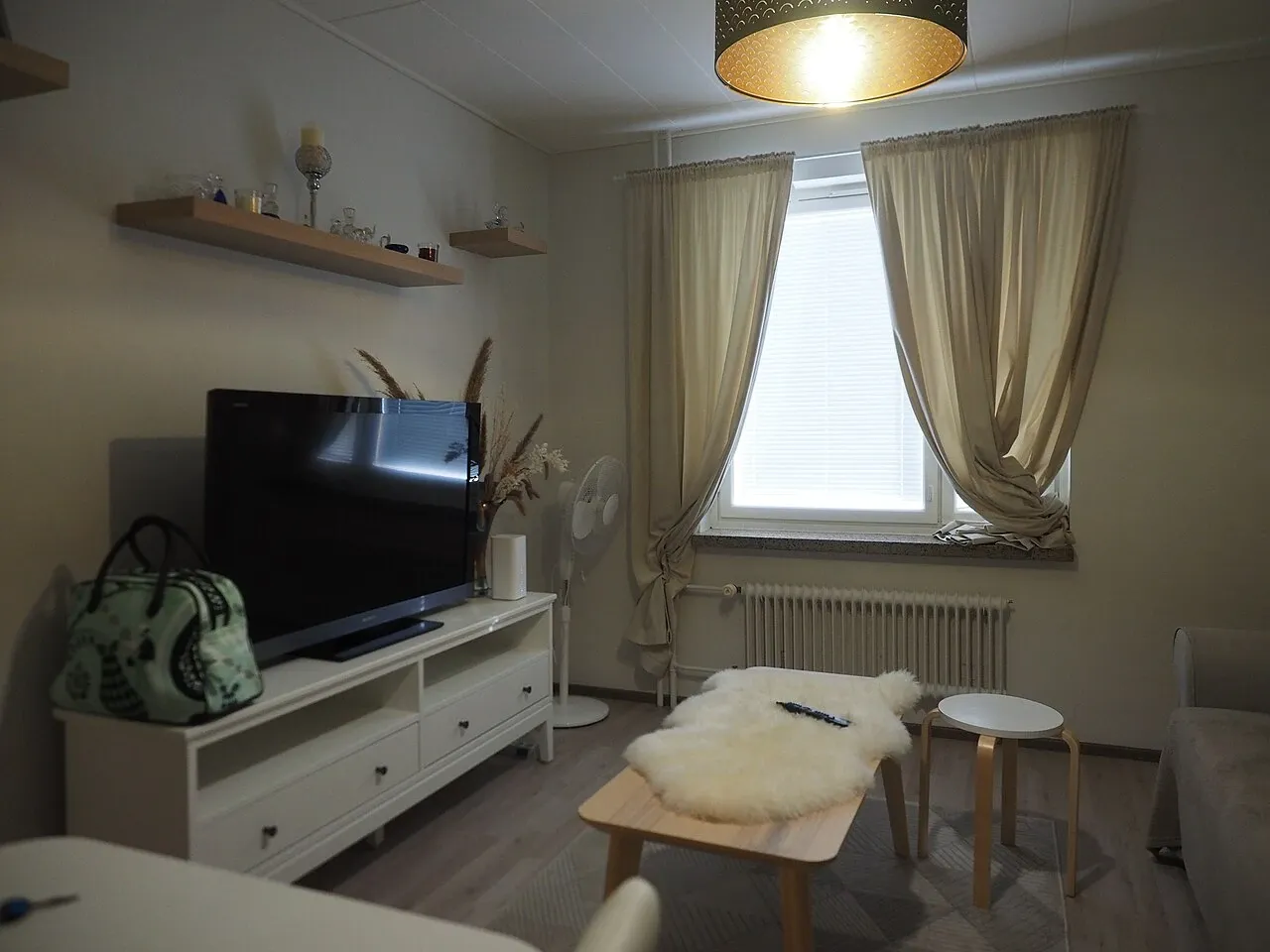 Living space with television and a window in accommodation in Kotka, Finland