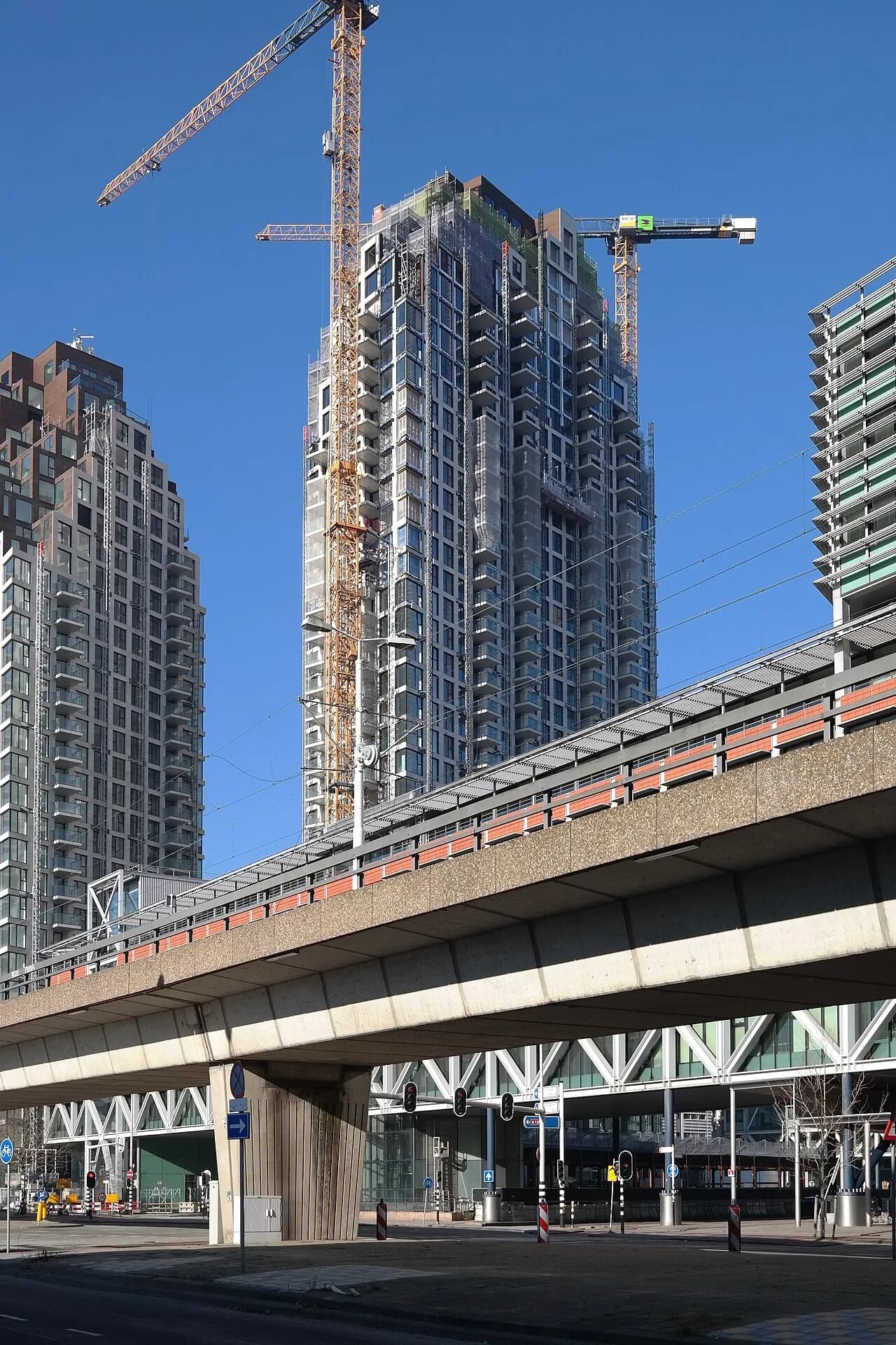 High-rise building under construction in The Hague, Netherlands