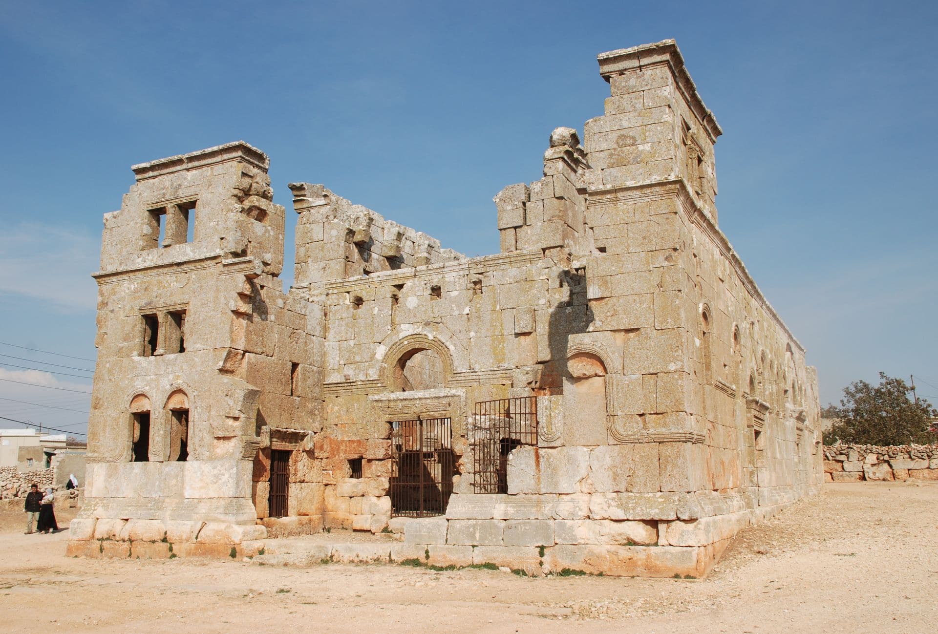 Archive photograph of the west side of the Qalb Lozeh basilica in northwest Syria, photographed by Bertramz in October 2009.